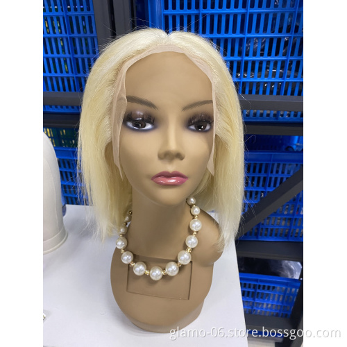 613 Blonde Wigs Short Bob Lace Front Wigs Human Hair For Black Women Silky Straight 13x4 Lace Wigs Pre-plucked Hairline Full End